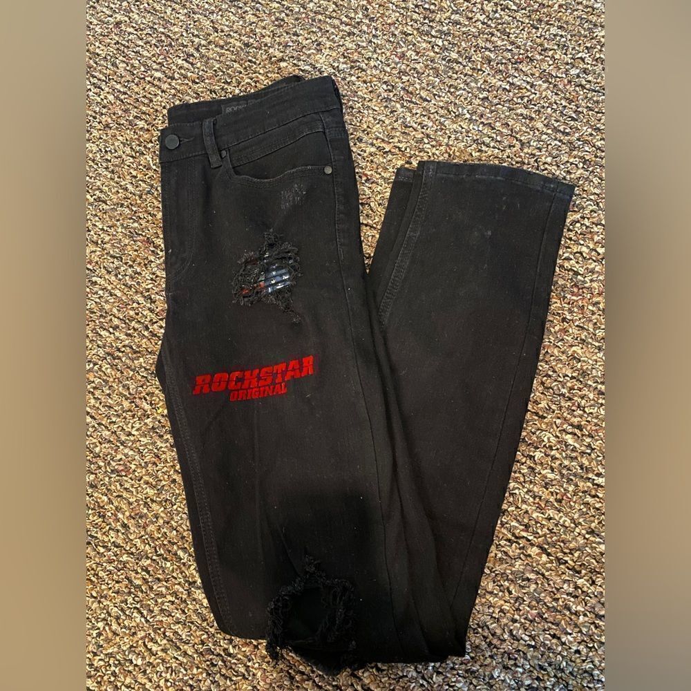 NWOT Rockstar Original ultra slim jeans sz 30 destroyed black wash